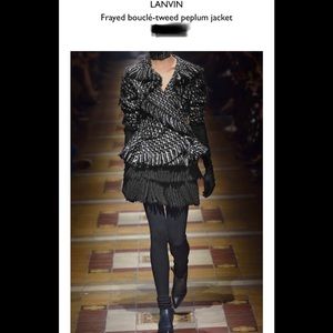 LANVIN  Fall 2014 Frayed Tweed Peplum Jacket